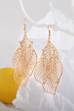 Gold Hollow Out Leaves Plated Alloy Hook Earrings