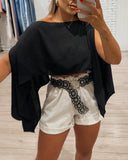 Solid Color Off the Shoulder Split Sleeve Versatile Blouse Top