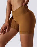 Overlap Waist Butt Lifting Running Active Shorts