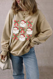 Parchment Christmas Santa Claus Bowknot Print Drop Shoulder Sweatshirt