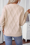 Apricot Diamond Pattern Textured Crew Neck Sweater