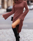 High Neck Bell Sleeve Maxi Dress