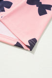 Pink Bow Printed Short 2pcs Lounge Set