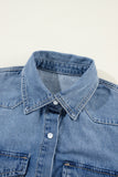 Dusk Blue Flap Pockets Slim Buttoned Denim Shirt