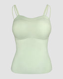 Spaghetti Strap Built in Bra Slim Fit Tank Top Sexy Back Criss Cross Workout Camisole Tops