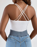 Spaghetti Strap Slim Fit Tank Top Sexy Workout Camisole Tops