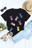 Black Sequin Bunny Doll Graphic Easter Day T Shirt