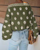 Floral Print Off the Shoulder Batwing Sleeve Top Casual Loose Fit Blouse