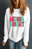 White MERRY & BRIGHT Checkered Print Crew Neck Sweatshirt