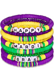 Tillandsia Purple Happy Mardi Gras Beaded Layered Bracelet Set