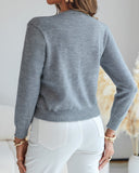 Floral Applique & Pearls Decor Round Neck Single Breasted Knit Cardigan Casual Sweater Coat