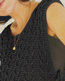 Round Neck Sleeveless Hollow out Crochet Sweater