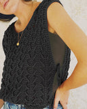 Round Neck Sleeveless Hollow out Crochet Sweater