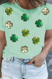 Iceland Blue Four Leaf Clover Patched Graphic St Patrick Plus Size Tee