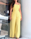 One Shoulder Thick Strap Mental Buckle Jumpsuit