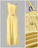 One Shoulder Thick Strap Mental Buckle Jumpsuit
