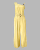 One Shoulder Thick Strap Mental Buckle Jumpsuit