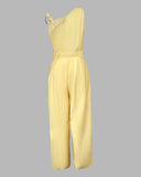 One Shoulder Thick Strap Mental Buckle Jumpsuit