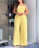 One Shoulder Thick Strap Mental Buckle Jumpsuit