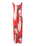 Geo Print Wide Leg Suspender Jumpsuit