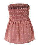 Swiss Dot Shirred Bandeau Tank Top