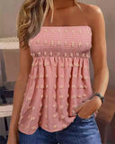 Swiss Dot Shirred Bandeau Tank Top