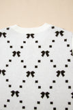 White Bow Pattern Buttoned Side Cropped Sweater Vest