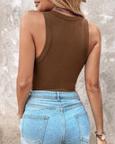 ChicMe Built in Bra Ribbed Round Neck Tank Top