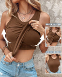 ChicMe Built in Bra Ribbed Round Neck Tank Top