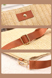 Oatmeal Straw Woven Single Button Crossbody Bag