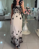 Floral Print Bandeau Backless Tied Detail Dress Casual A Line Maxi Dress
