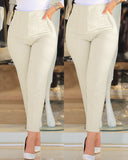 High Waist Cropped Work Pants