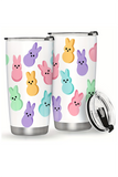 White Cute Bunny Printed Stainless Steel Thermal Vacuum Cup 20oz