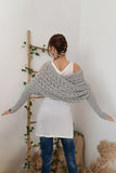 Gray Cross Detail Hollowed Knit Scarf with Sleeves