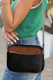 Black Quilted Faux Leather Crossbody Bag 22*6*16cm