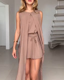 Sleeveless Tied Detail Mini Dress Casual Waist Lace Up Dress