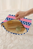 Ivy American Flag Print Zipper Large Cosmetic Bag