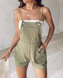 Pocket Design Tied Detail Spaghetti Strap Casual Romper