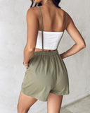 Pocket Design Tied Detail Spaghetti Strap Casual Romper