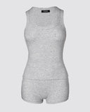 2PCS U Neck Tank Top & Casual Shorts Set