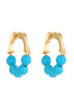 Gold Turquoise Bead Plated Alloy Hook Earrings