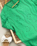 Puff Sleeve Eyelet Embroidery Top