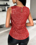 Allover Sequin Round Neck Tank Top