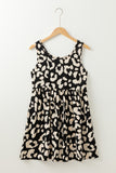 Black Leopard Print U Neck Sleeveless High Waist Dress