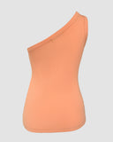 One Shoulder Goldren Decor Casual Slim Fit Ribbed Top