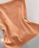 One Shoulder Goldren Decor Casual Slim Fit Ribbed Top