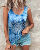 Tie Dye Print Sun Rhinestone Tank Top