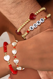 Fiery Red XOXO Heart Beaded 4pcs Layered Bracelet