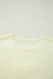 Beige Tinsel Flower Dropped Puff Sleeve Sweatshirt