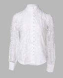 Pearls Decor Buttoned Lace Top